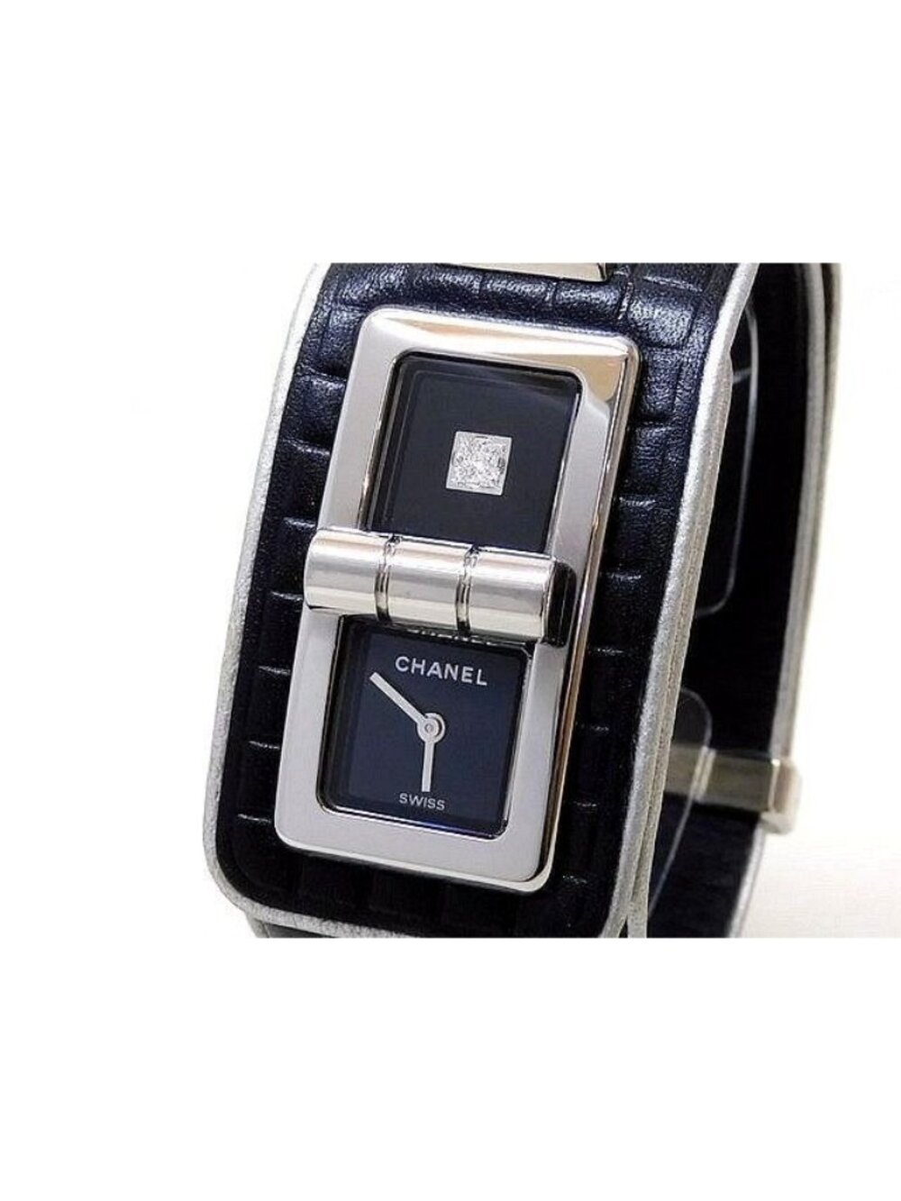 Chanel Coco Code Wanted de Chanel Watch Diamond Stainless Steel Leather Bangle